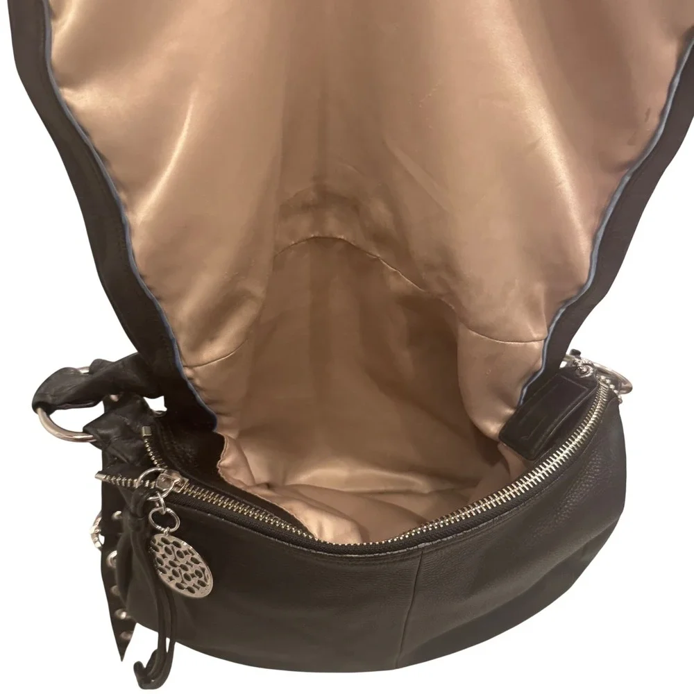 Coach Ali?Black Leather‎ Hobo Bag Silver Tone Hardware vintage 10x14x3 Prelove